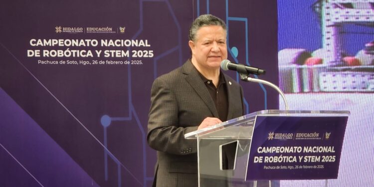 Julio Menchaca inaugura el XVI Campeonato Nacional de Robótica y Habilidades STEM en Hidalgo